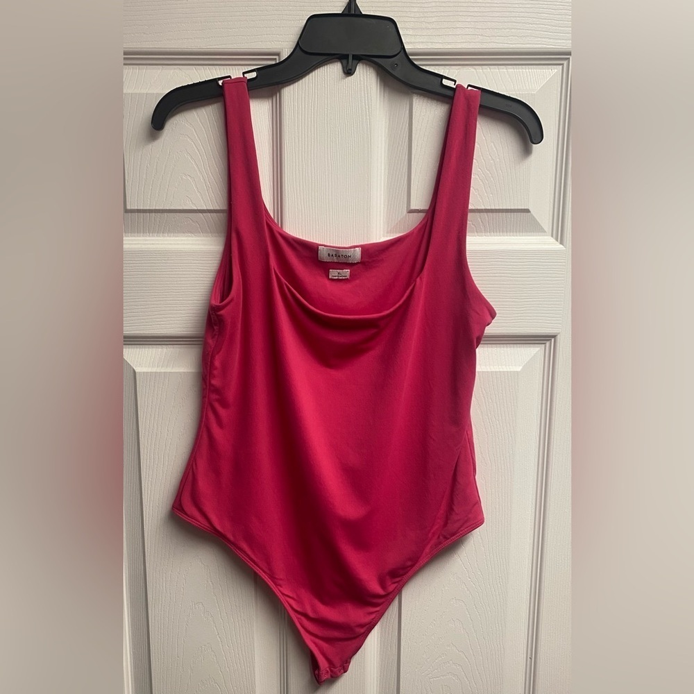 Aritzia “Babaton” Bright Pink Bodysuit Size XL